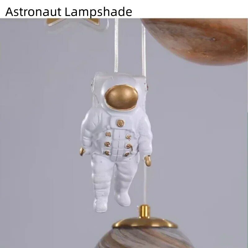 Lâmpada do teto do quarto das crianças, astronauta e lâmpada da lua, candelabro da sala de estar, 52W, adequado para quarto de criança