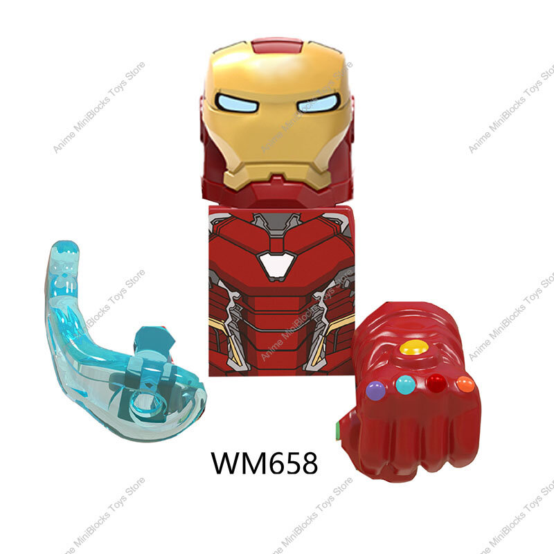 Bloques de construcción de Disney WM6055 X0255, Heros Iron MK50 MK41, Tony Stark Pepper, minifiguras de acción, juguetes para niños