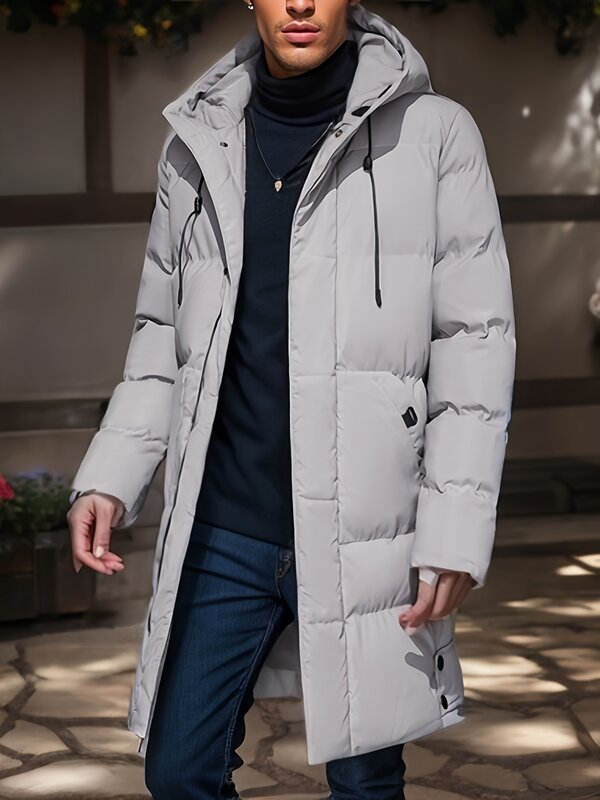 2023 теплая куртка с капюшоном средней длины мужская повседневная куртка на молнии с хлопковой подкладкой пальто осень-зима ветровка пальто мужская одежда