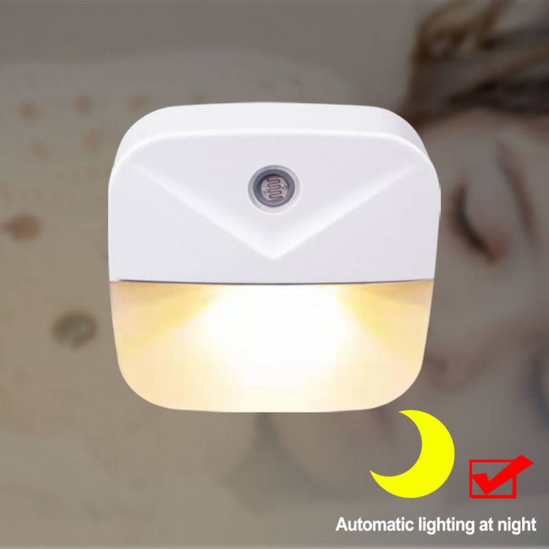 Luz de led noturna com sensor de controle, lâmpada com plugue eu, de cabeceira, para corredor e quarto de bebês e crianças