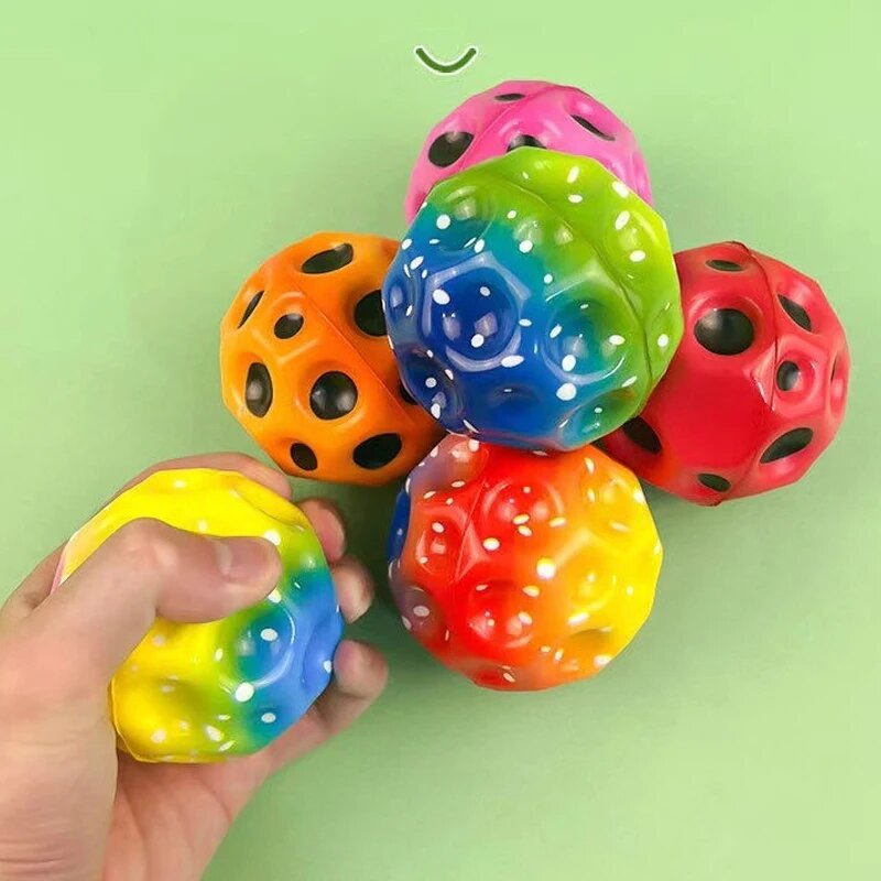 2Pcs High Resilience Hole Ball Soft Bouncy Ball Anti-fall Moon Shape Porous Bouncy Ball Kids Indoor Outdoor Toy Ergonomic Design