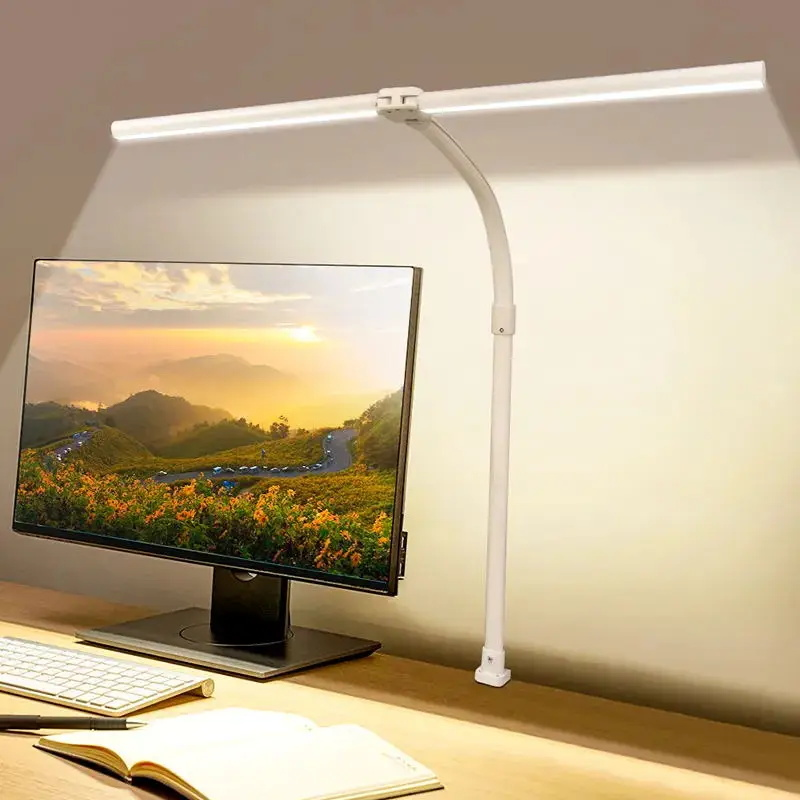 LAOPAO-Lámpara LED de escritorio de doble cabeza, accesorio para oficina, 24W, 5 modos de Color y 5 lámparas regulables de protección ocular