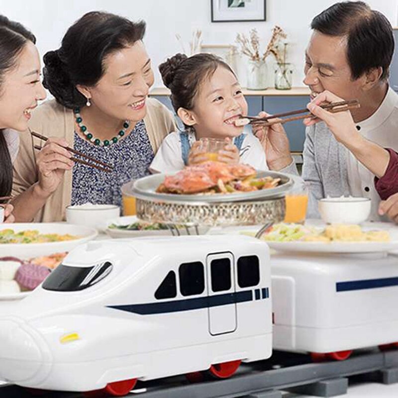 مجموعة قطار لعبة مسار السوشي الدوارة للأطفال ، حزام ناقل ، طاولة دوارة ، قطار طعام ، 2 مجموعة