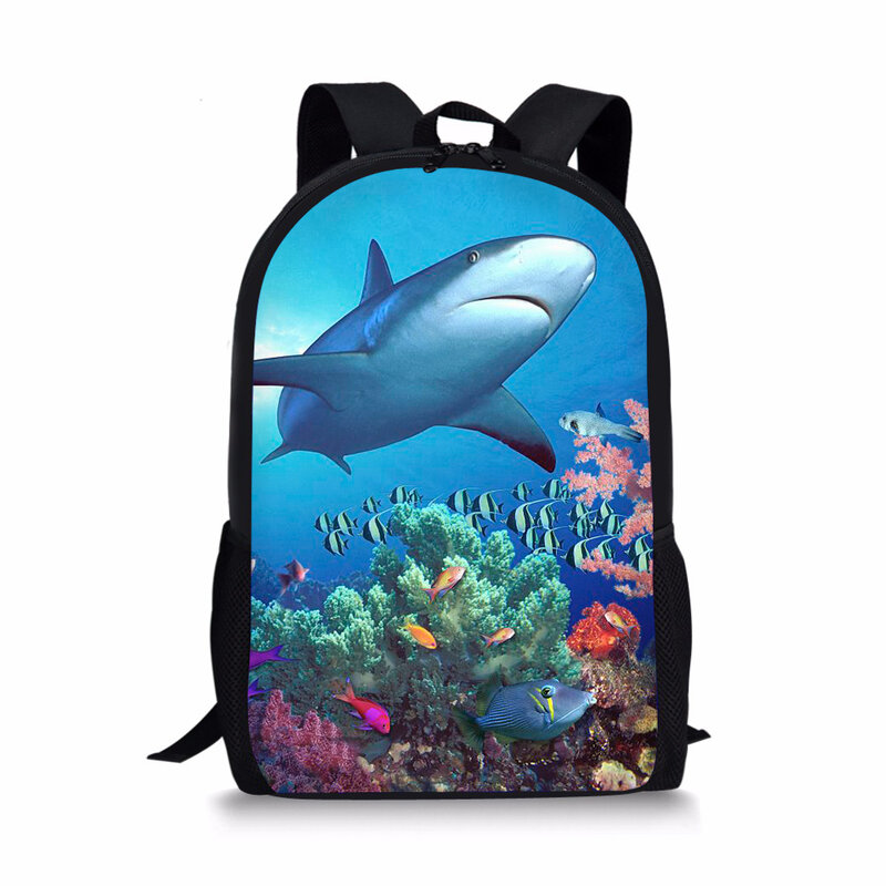 Shark 3D Printing School Bag para Crianças, Cute Student Book Bags, Mochila Infantil, Meninos e Meninas, Criança, 16"
