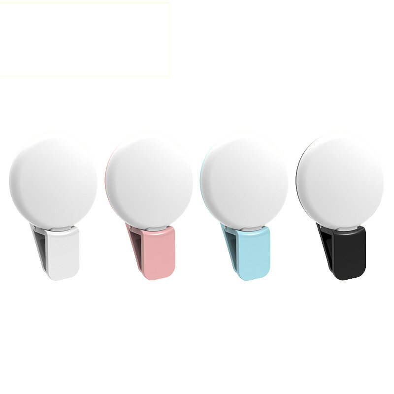 Minianillo de luz LED para selfi para mujer, lámpara de relleno para teléfono móvil, Flash para lente de teléfono, Clip recargable por USB, 1/2 piezas
