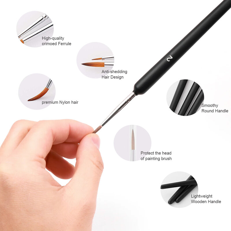 Memory Miniature Paint Brushes Set, Profissional Nylon Hook Line Pen, Art Liner Desenho para aquarela acrílica