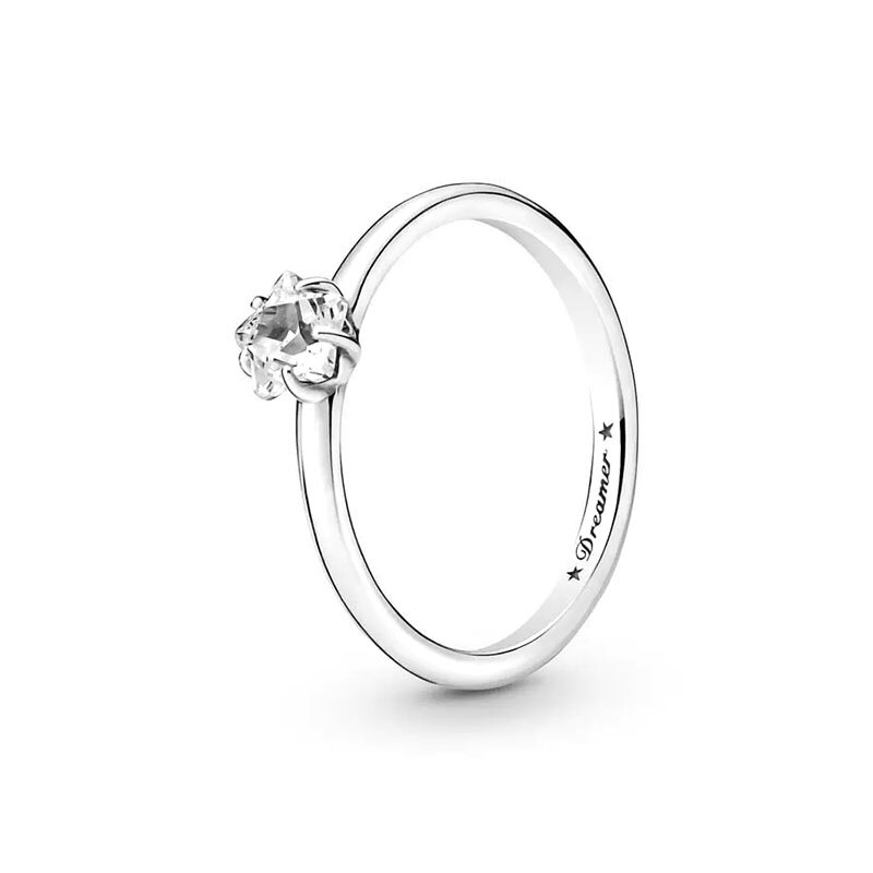 Nieuwe 925 Zilveren Ring Sprankelende Kroon Solitaire Ring Dubbel Hart Ring Voor Vrouwen Verlovingsring Sieraden Jubileum Cadeau