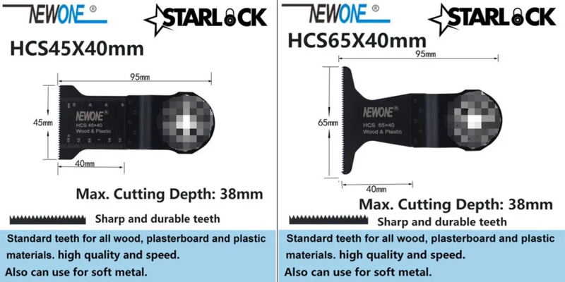 NEWONE compatibile per lame per seghe Starlock HCS10mm/20mm/32mm/45mm/65mm strumenti di levigatura semicerchio multi tool