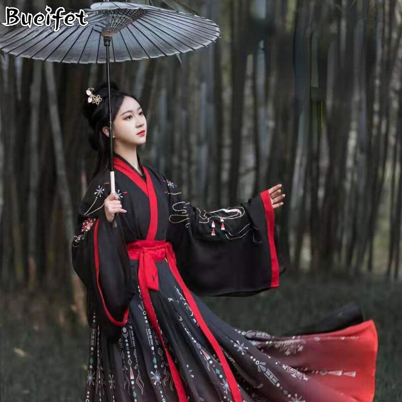 فستان تقليدي صيني قديم هانفو فستان شعبي هان سلالة المبارز زي Hanfu مهرجان قديم الزي أداء الرقص