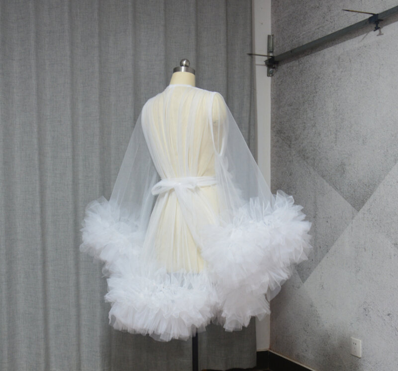 Модное сценическое Платье-накидка из фатина с оборками и короткими рукавами, Индивидуальный размер