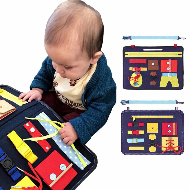 Mainan papan belajar berpakaian anak-anak mainan Montessori pendidikan dini bayi untuk anak-anak mainan alat bantu mengajar TK pendidikan