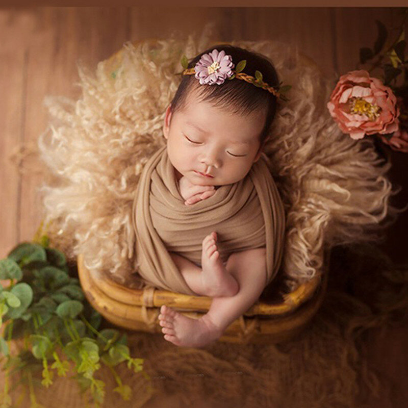 Neugeborenen Fotografie Requisiten Mädchen Junge 60cm Australien Wolle Decke Flokati Hintergrund Baby Foto Korb Füllstoff Studio Zubehör