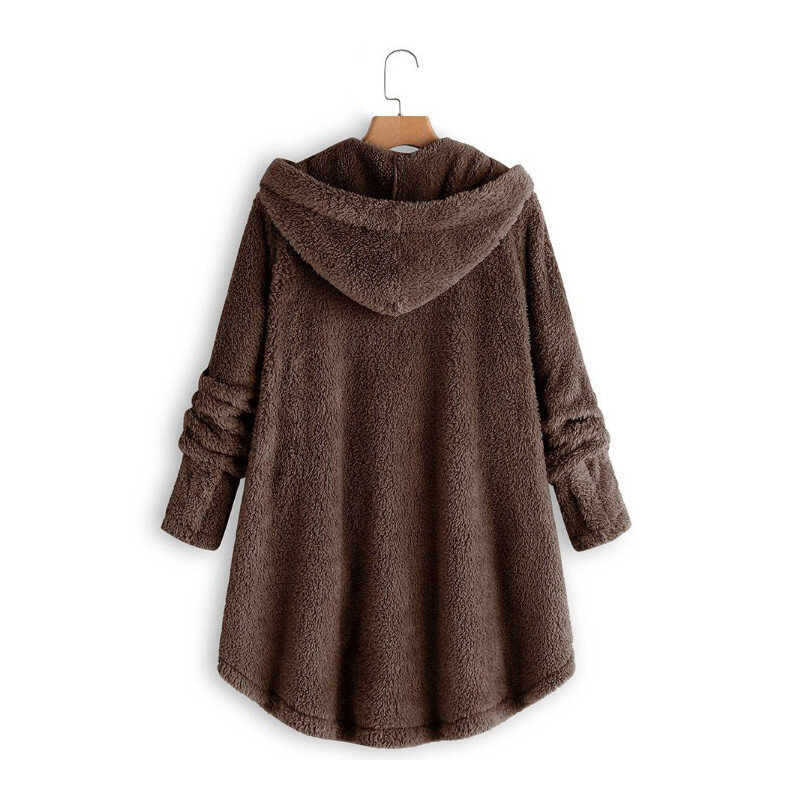 Chaqueta de piel sintética de leopardo para mujer, abrigo de gran tamaño con botones, abrigos largos sueltos, abrigo de piel sintética suave