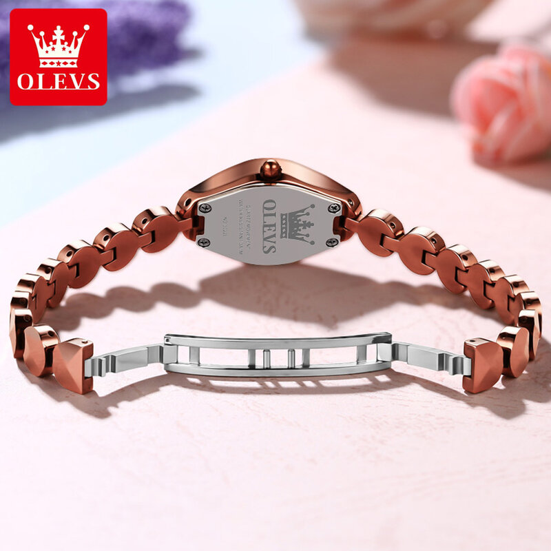 OLEVS 2024 moda acciaio al tungsteno bracciale in oro rosa eleganti orologi da donna Top Brand Luxury Diamond Quartz Watch Reloj Hombre