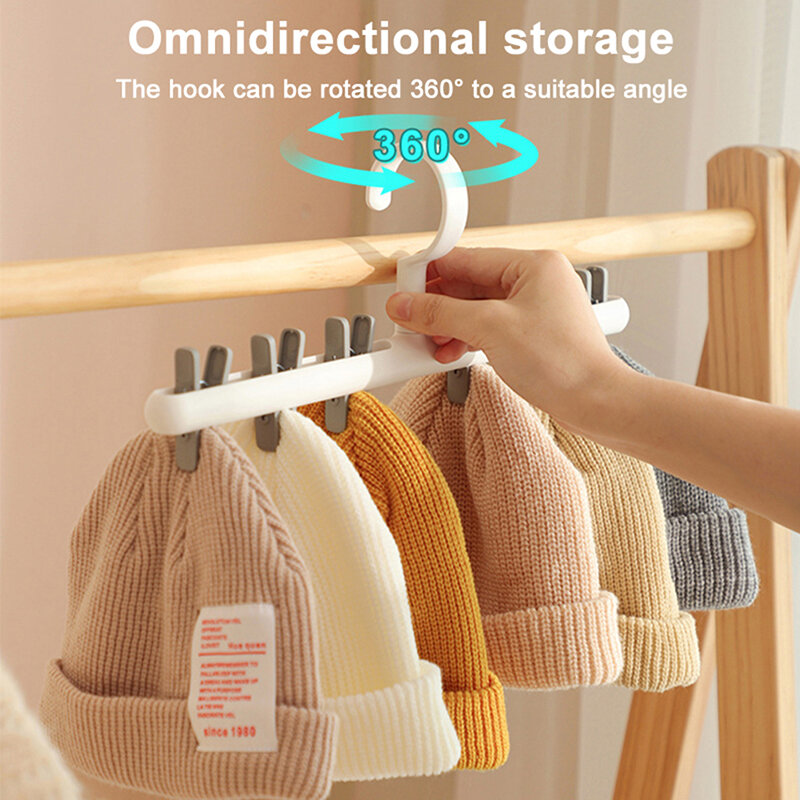 6 Clips Hats Hanger Socks Storage Organizers Scarf Tie Storage Rack Wardrobe Closet Storage Holder Home Wardrobe Organization