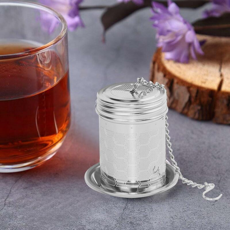 Ultra-fine Mesh Tea Filter Cup Tea Filter Basket High Stainless Steel Tea Infuser with Drip Trays Chain Hook for Teapot Mug Cup