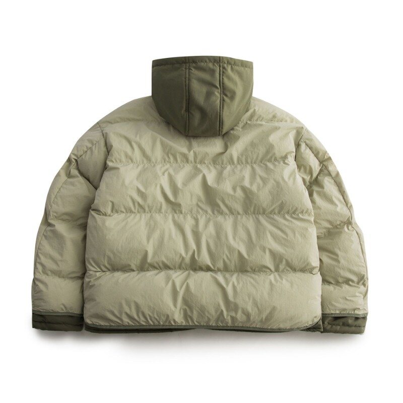 Marca americana de moda retro Parkas para homens, falsa de duas peças, com capuz, jaqueta de algodão, casaco quente espessado, roupas masculinas, inverno