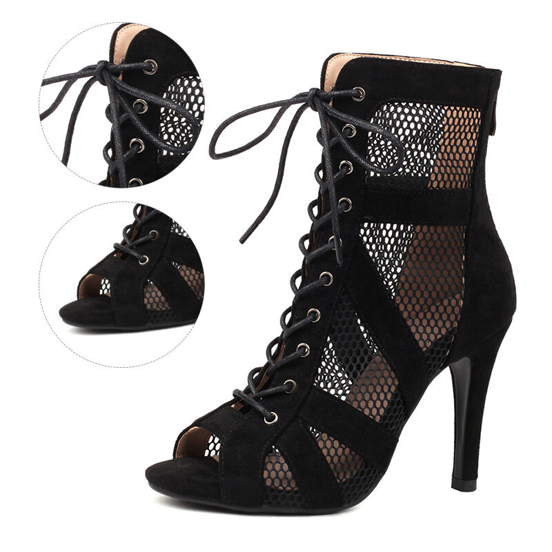 Girls Latin Dance Shoes Women Modern Dance Salsa High-Top Sandals Dance Hall Shoes Ladies Fashion Sexy High-Heeled Suede Boots