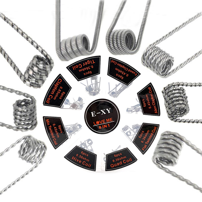 Vmiss 8 In 1 Prebuilt Coil Clapton Hive Twisted Wire for DIY RDA RBA Bacon Cotton Heating Wire