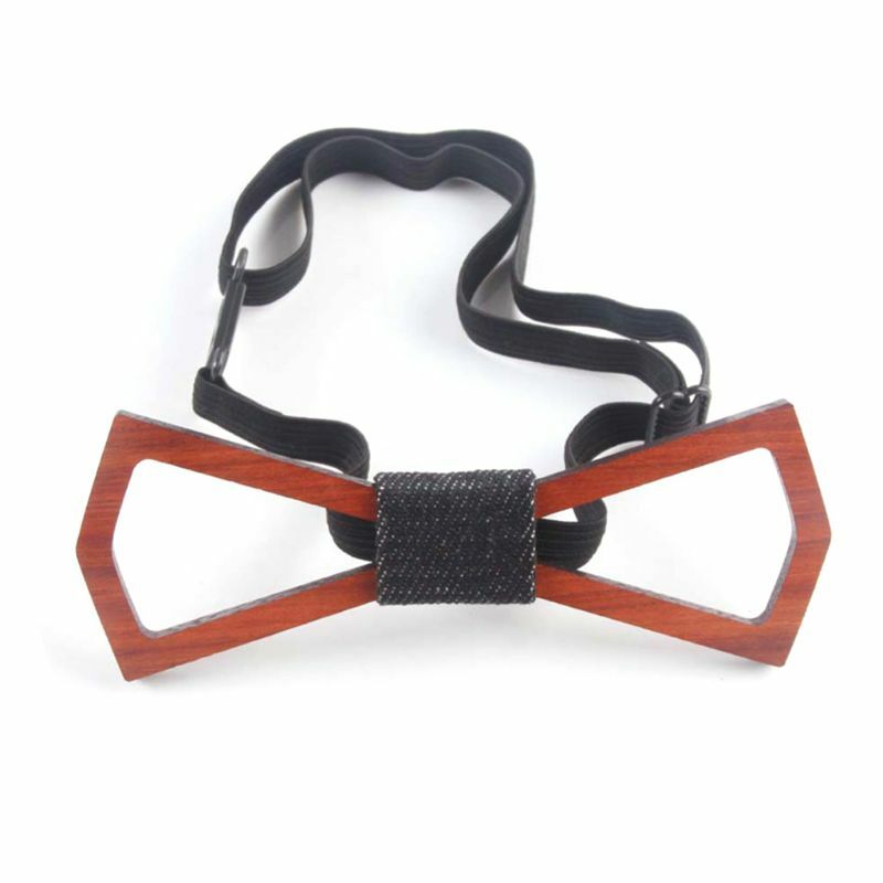 Handmade Rosewood Mens Bow Tie Hollow Carved Floral Rhombus Moustache Beard Vint Dropship