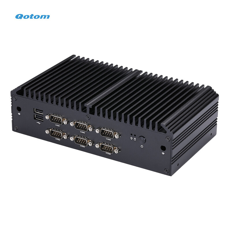 Qotom-Fanless Mini Processador de PC Industrial, Q1077X com Core i7-10710U, Onboard, 12M Cache, 6 Núcleos, 4.70 GHz, Mini, i7
