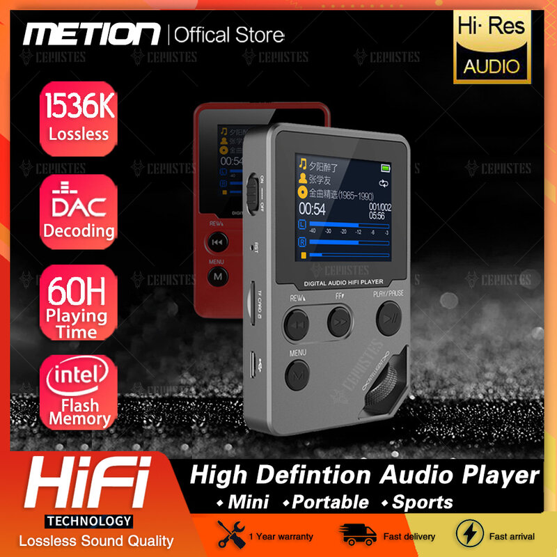 Reproductor MP3 de música estéreo HiFi profesional, decodificación DAC HD sin pérdidas, Mini Walkman deportivo MP4, compatible con FM/E-book/grabadora/Max 128G