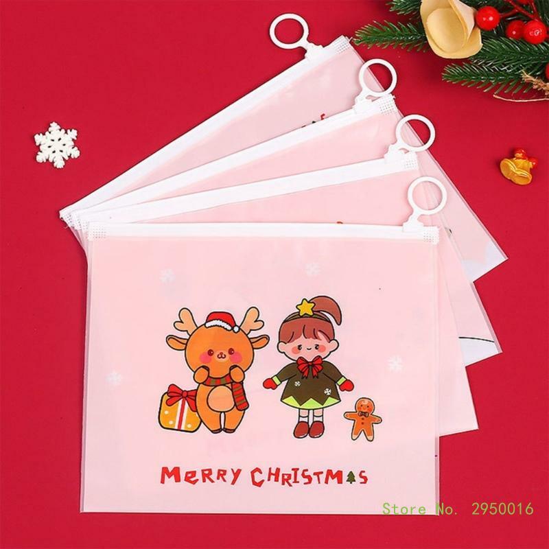 Cartoon File Holder Bag 10Pcs Christmas File Wallet Receipt Wallet Document Folder Bag 7.7x8inch Zip-up File Storage Bag