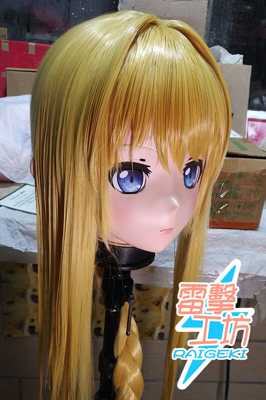 Kigurumi-personaje personalizado de resina para mujer y niña, máscara Kig de cabeza completa con cerradura, Cosplay de Anime japonés, LJ-116