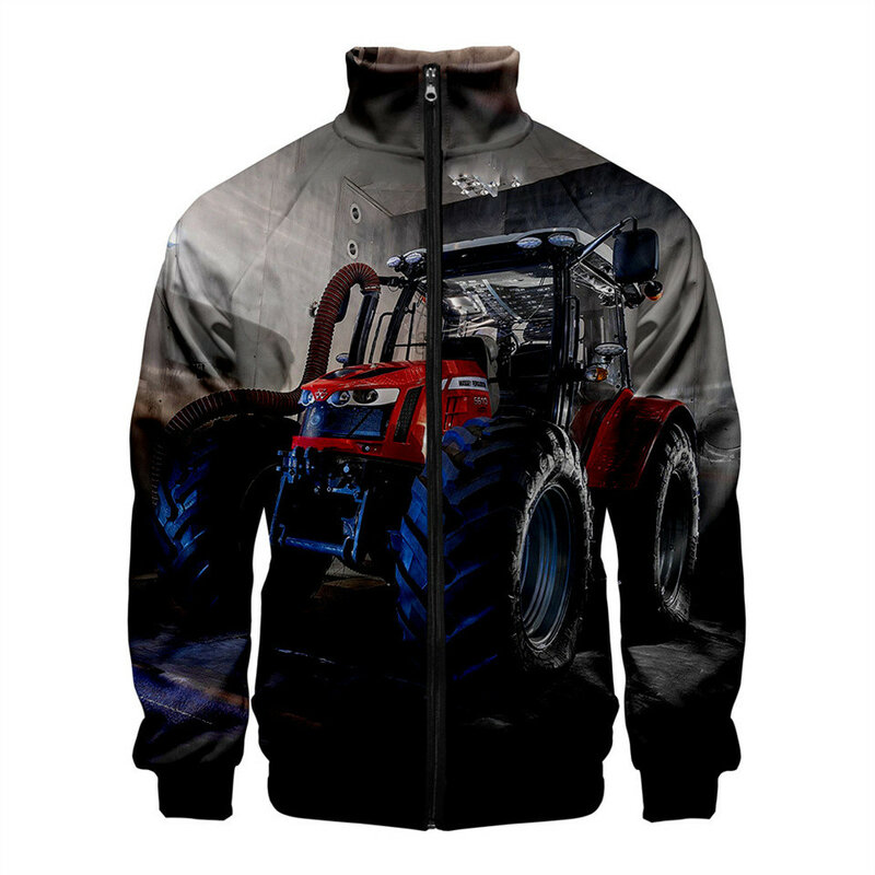 2024 New Tractor Pattern 3D Jacket Men Women Harajuku Hip Hop New Style Hoodies Casual Stand Collar Zipper Sweatshirt