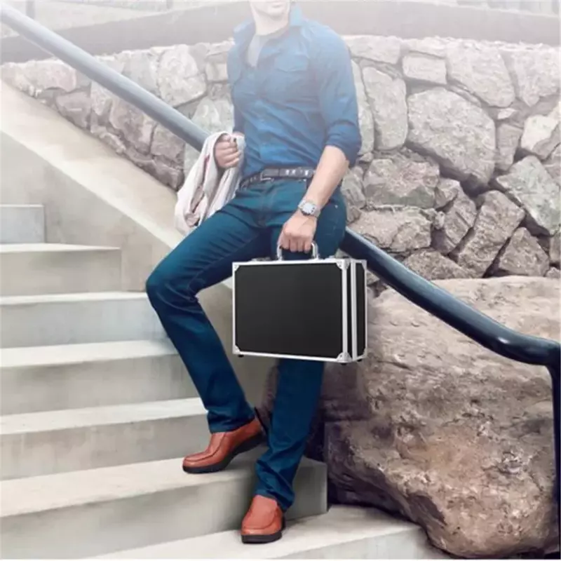 New Portable Instrument Box Storage Case with Sponge Lining 30x17x8cm Tool Box Aluminum Handheld Impact Resistant Tool Case
