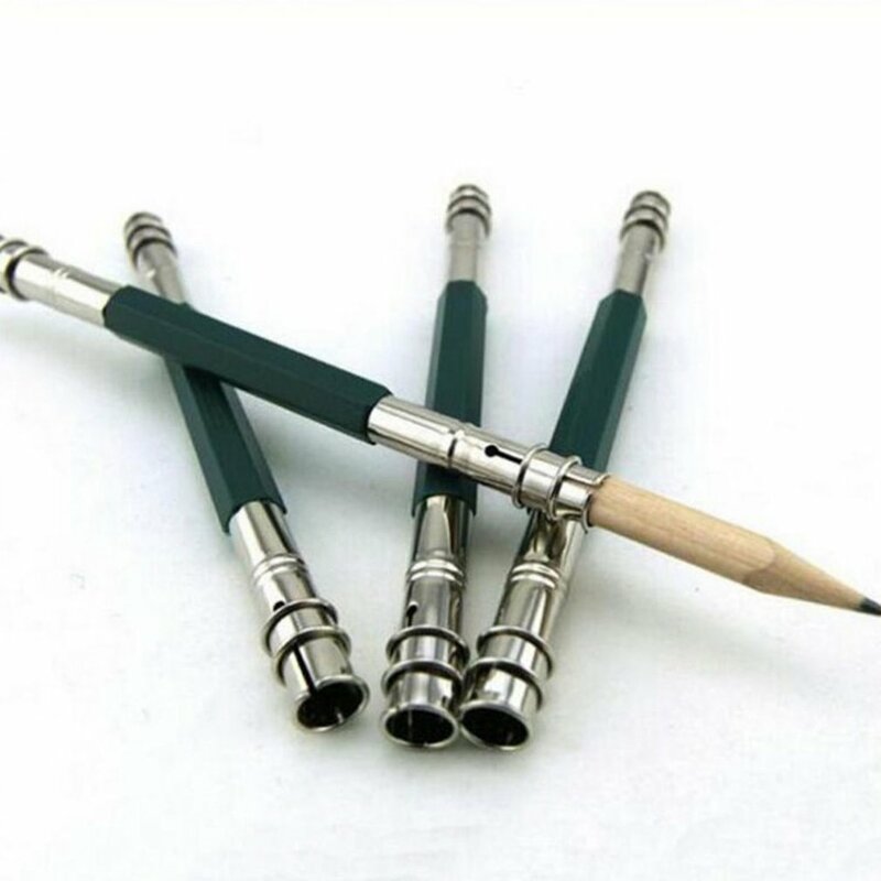デュアルヘッド鉛筆エクステンダー,金属ハンドル付きの調整可能な金属ハンドル付きペンシル,パステルと鉛筆用