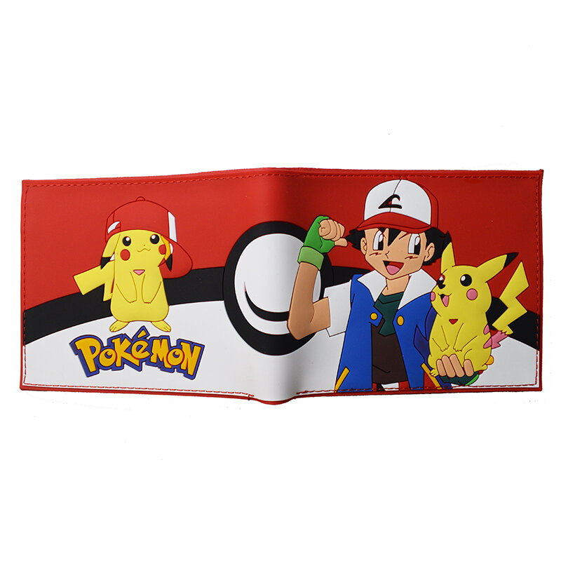 Cartera de Pokémon de dibujos animados para niño y niña, monedero corto con bolsillo para monedas, regalo de Pokémon Go Pikachiu Gengar Kabigon Charmander