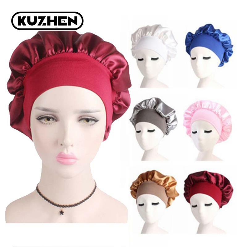 Solid Satin Bonnet Hair Styling Sleep Hat Wrap Shower Cap Hair Styling Tools
