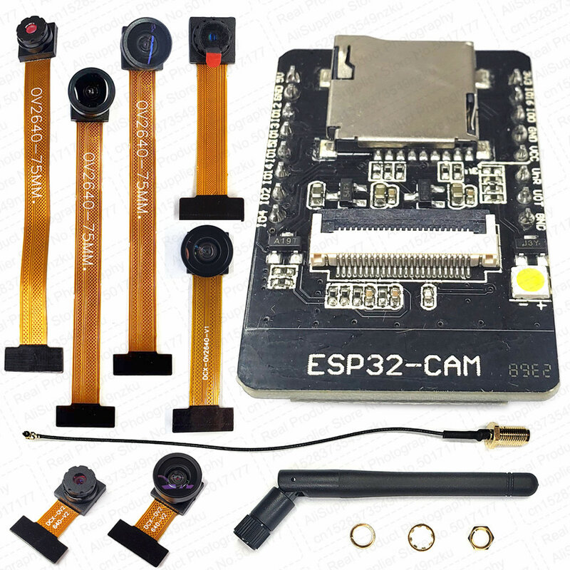 Kit de módulo de cámara ESP32 con OV2640, 8MB, PSRAM, 2,4G, WIFI, antena 3dbi, 66, 120, 160 grados, 650nm, 850nm, visión nocturna, 2MP, 24 pines
