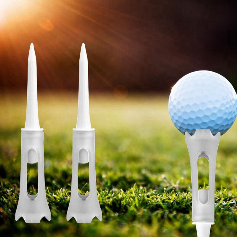 100Pcs Golf Tee Double Layer Plastic Ball Tee Soft Low Resistance Golf Seat Golf Training Tool White