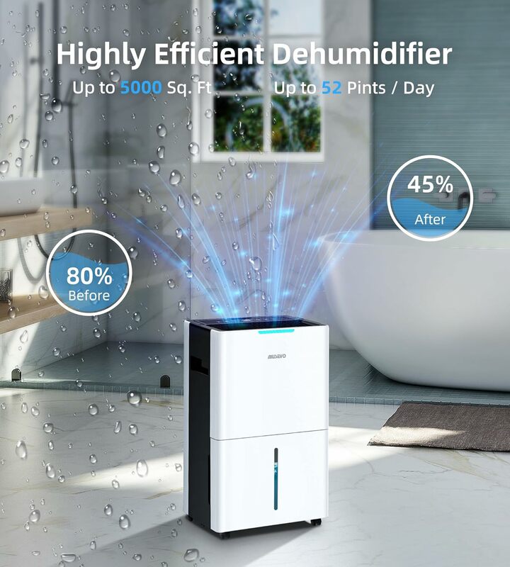 5,000 Sq. Ft Dehumidifier for Basements and Home, Aiusevo 52 Pint Dehumidifiers with Drain Hose Ideal for Large Room, Bedroom