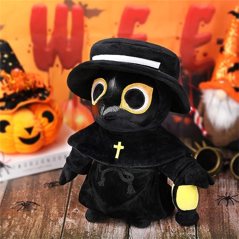 Boneka Dokter Wabah Hantu Hitam Boneka Mewah Lucu Boneka Halloween Tengkorak Penuai Bantal Dekorasi Hadiah Liburan Anak-anak