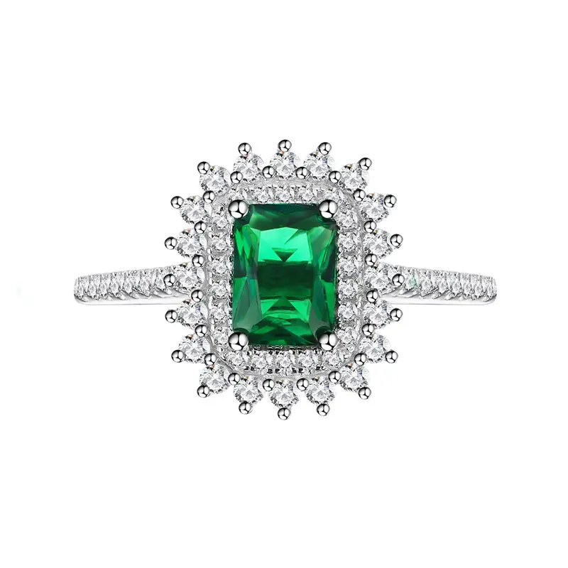 Anel de prata s925 com renda solar para feminino, anel de imitação embutidos de esmeralda pequeno e versátil, minimalista e elegante, modelos novos