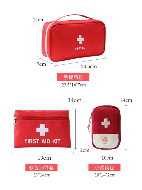 Kit de primeros auxilios portátil de viaje, bolsa de almacenamiento de medicamentos para acampar al aire libre, estuche médico de emergencia familiar, suministros de accesorios