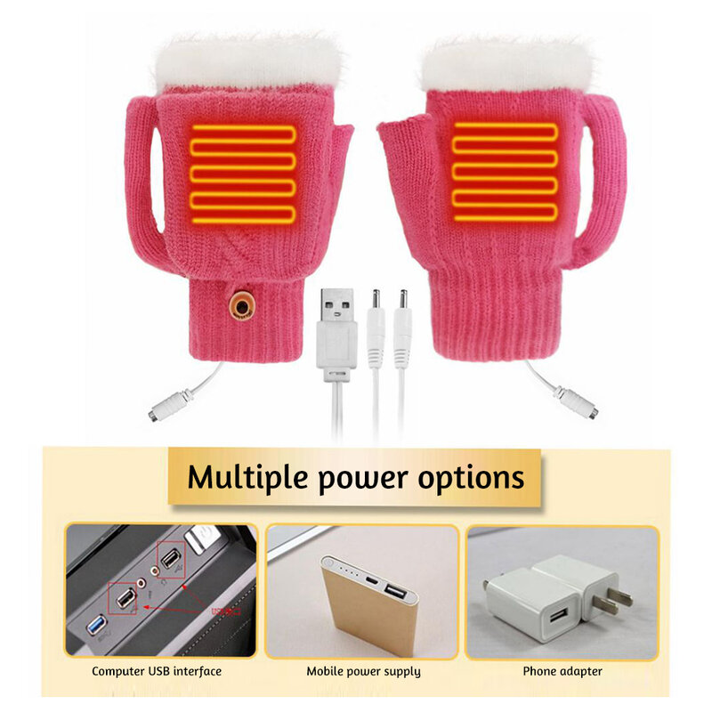 Guantes de mano calefactados térmicos multiusos, carga USB, guantes deportivos cálidos para montar y esquiar