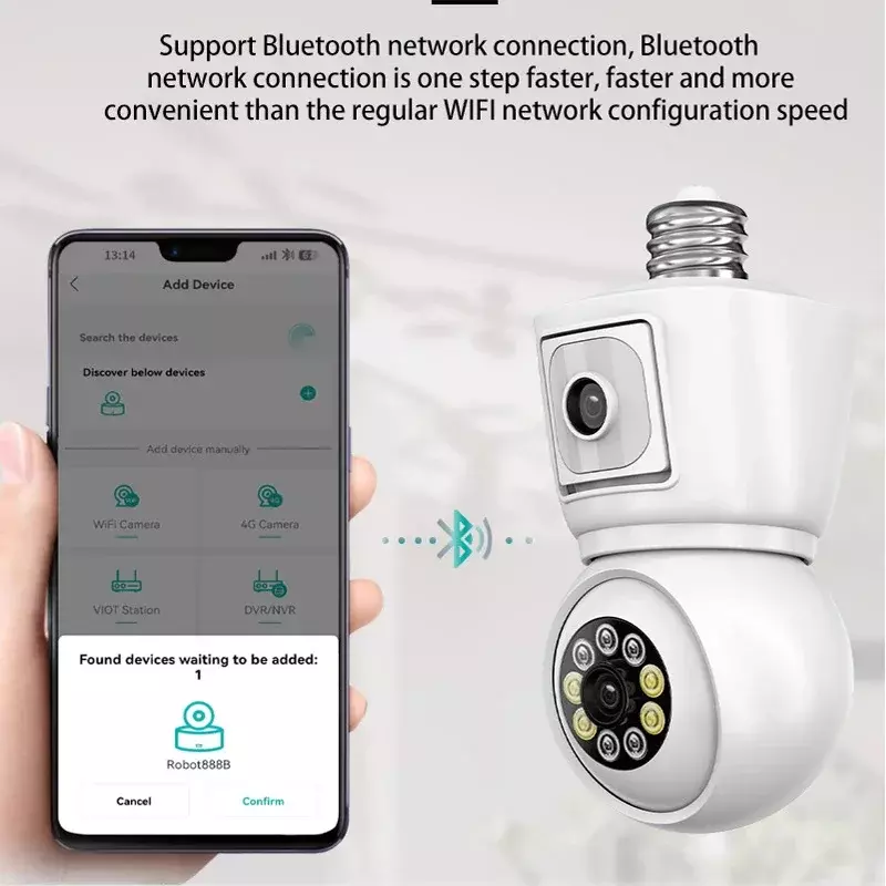 ICSEE 4K 8MP E27 Bulb WiFi Camera Dual Lens Dual Screen Auto Tracking Two Way Audio Color Night Vision Outdoor Security Camera