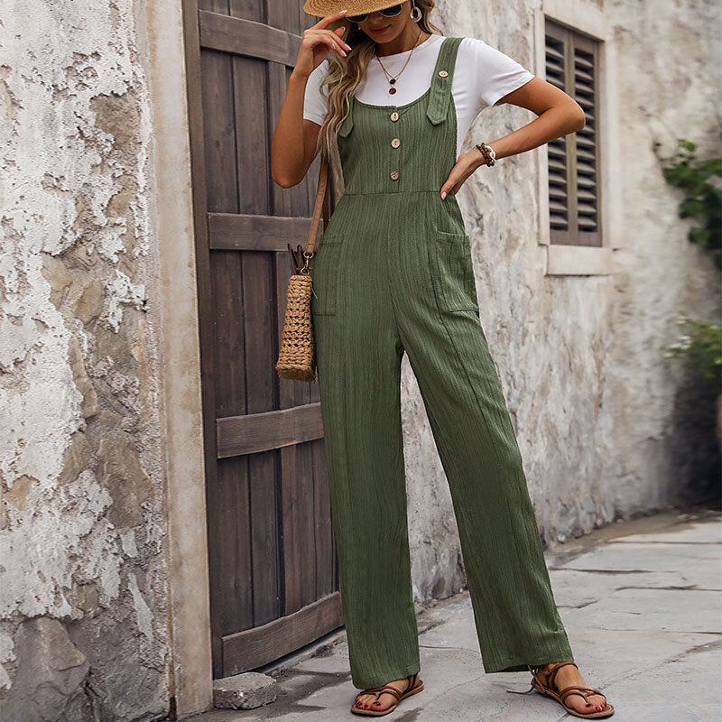 MIEGOFCE European and American women's comfortable casual texture pants 2024 summer new loose pleated one-piece overalls A387