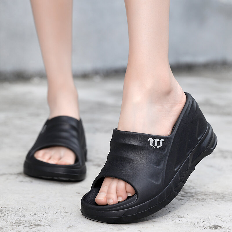 Sandal wanita hak tinggi miring 9cm STRONGSHEN Wedges Platform sandal tinggi pantai luar ruangan nyaman musim panas Zapatillas De Mujer