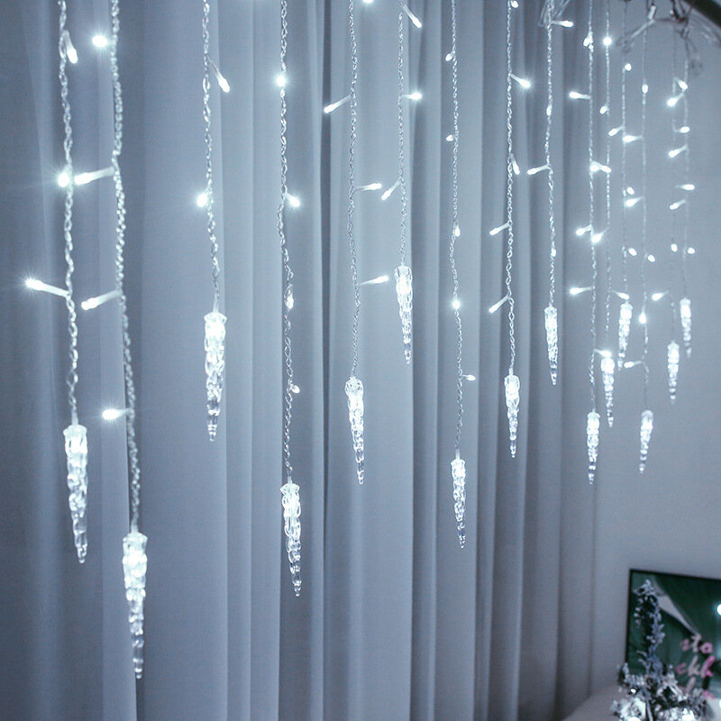 Ghirlanda di strada sulla finestra luci di natale ghirlanda tenda ghiacciolo festone luci a Led decorazioni natalizie di capodanno per la casa