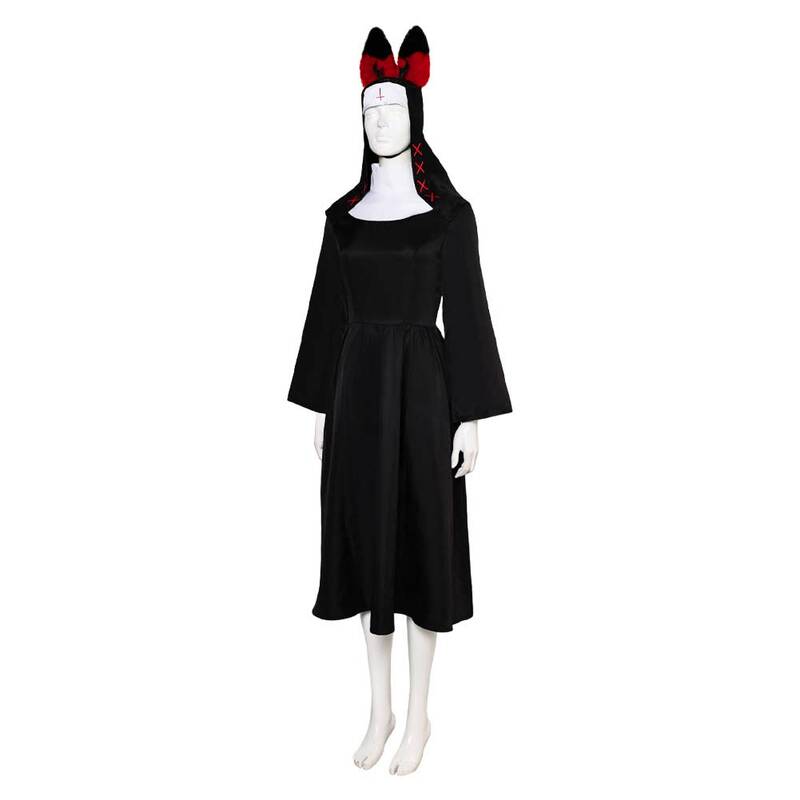 Costume de cosplay Alastor pour femme, chapeau féminin, tenue de sauna, robe de nonne noire Hazbin, tenue de casquette, fête de carnaval d'Halloween, jeu de rôle imbibé