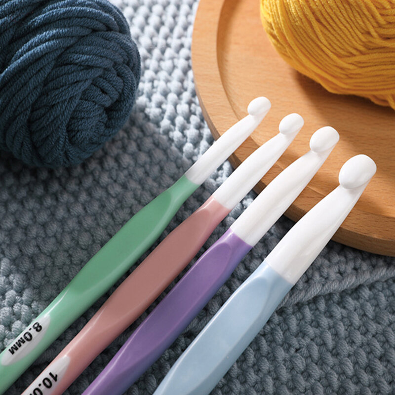Plástico tricô agulhas para casa tecelagem, ganchos de crochê, cor aleatória, 8/10/12/15mm, ferramentas artesanais, diy, 1pc