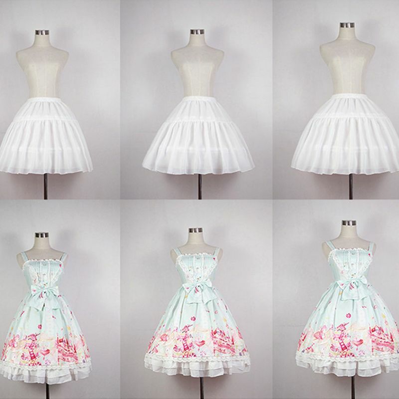 Lolita-enaguas ajustables para mujer y niña, ropa interior corta en blanco o negro para boda, Cosplay de Lolita