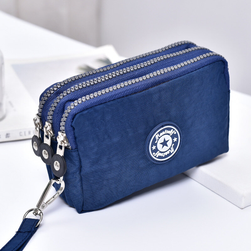 Утолщенный трехслойный Длинный кошелек с карманом на молнии, Женская сумочка, сумка на запястье, милая моющаяся ткань