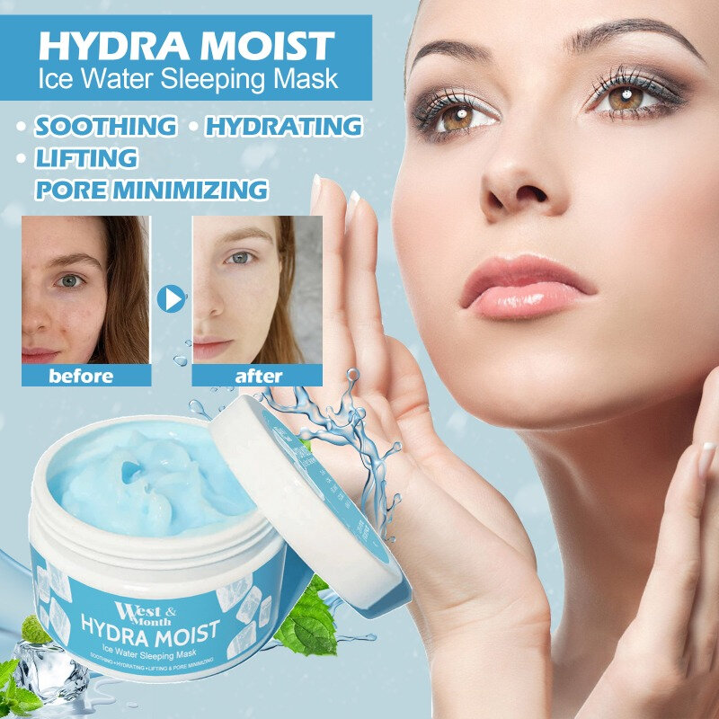 Hydra-Masque de sommeil hydratant à l'eau glacée, blanchissant, réparation de nuit, nettoyage en profondeur du visage, rétrécissement des pores, soins de la peau, frottis