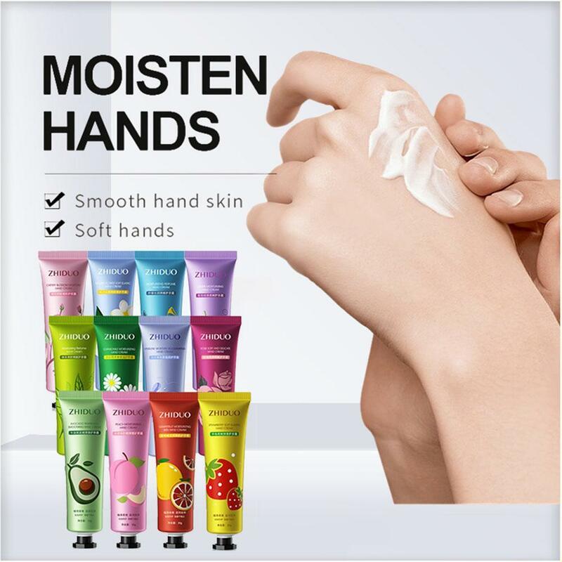 1 stücke fruchtige blumige Hand creme feuchtigkeit spendende Anti-Falten-Anti-Chap-Reparatur Hände Pflege Schönheit Hautpflege Hand cremes zufällige Farbe